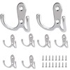 YSDMY Pack of 8 Coat Hooks, Silver, Double Wall Hooks,