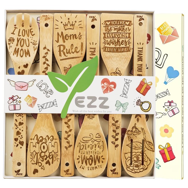 Christmas Gifts for Mum, 6 Piece Wooden Spatula Utensils for