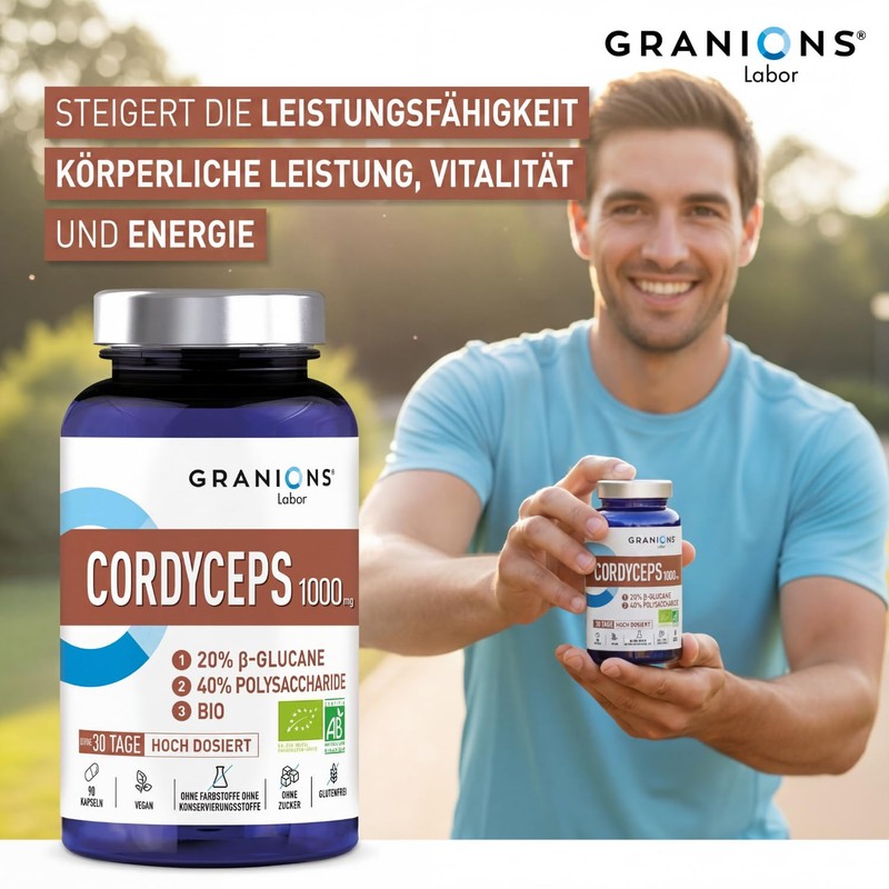 Cordyceps Capsules 1000 mg - Mushroom Extract High Dose -