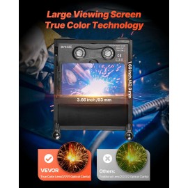Auto-Darkening Welding Helmet with Solar Power 6 Sq in True Color 2 Arc Sensors Shade 4/9-13 Model D0100X3BGGTFilter Lens Area: 6 sq in, Helmet Color &amp;amp;amp; Pattern: Blue Lightning