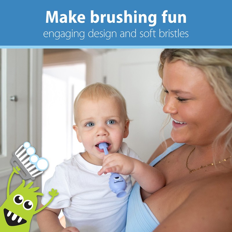Dr. Brown's ToothScrubber Toothbrush, Three-Sided Toddler Training Toothbrush for Ages