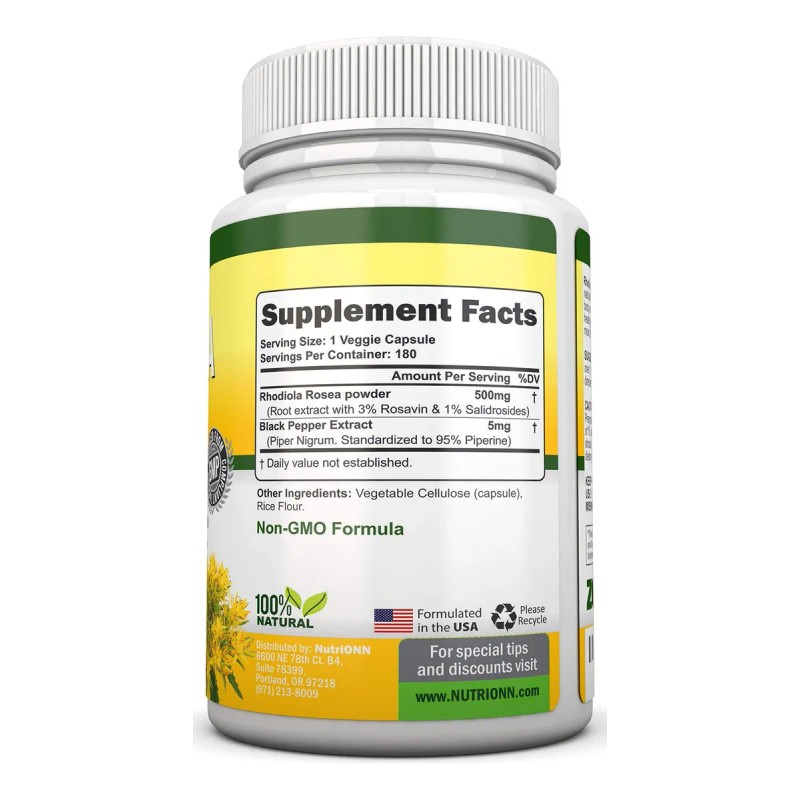 Nutrionn Rhodiola Rosea 500 Mg 180 Cpsulas Veganas