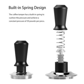 Foeska Coffee Tamper, Espresso Tamper, Spring-Loaded Calibrated Tamper with Stainless Steel Base, 30lbs Constant Pressure, Coffee Accessories (Black, 53mm)
