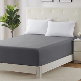 Moonlight Bedding Double Fitted Sheet 40 Cm Extra Deep Pocket Grey Bed Sheets 16 inch Ultra Soft Bottom Sheet Brushed Microfiber Breathable Shrinkage and Fade Resistant