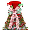 Christmas Tree Topper Hat,Large Red Velvet Hat with Elf Legs