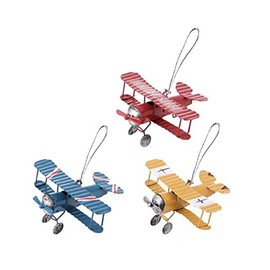 ARFUKA Retro Iron Aircraft Handicraft Vintage Airplanel Ornament Mini Air Plane Model for Room Hanging Decor Pack of 3