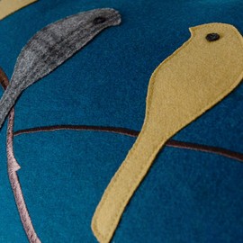 JWH Birds Accent Pillow Case Applique Hand Emobroidery Cushion Cover Wool Decorative Pillowcase Home Sofa Car Bed Living Room Decor Sham Gift 14 x 24 Inch Navy Blue Birds