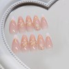 White French Tip Press On Nails Medium Almond Shape Flower
