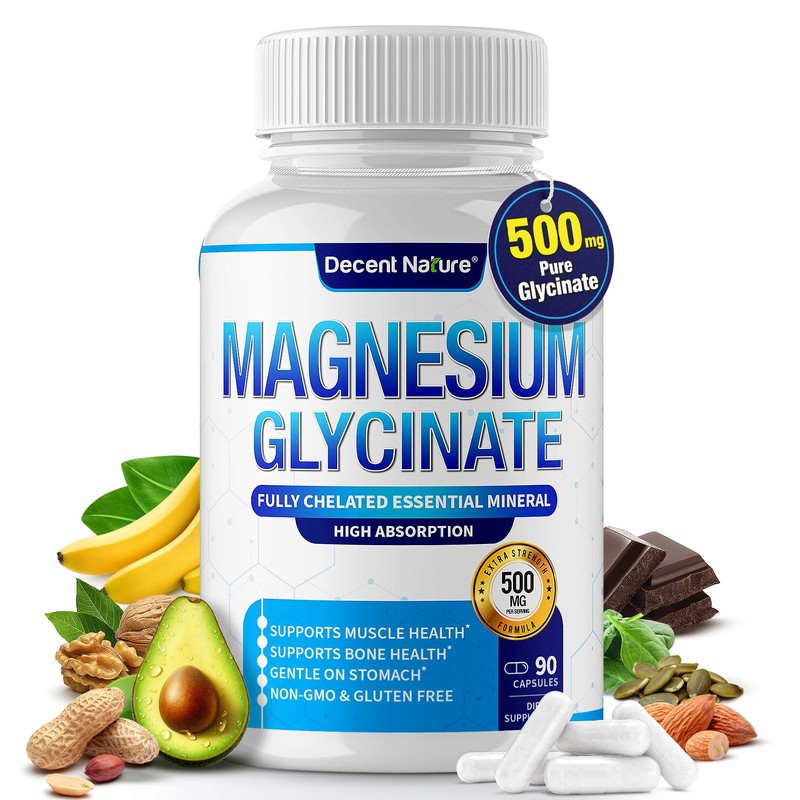 DECENT NATURE- “Glicinato de Magnesio 525mg Suplemento Elemental de Magnesio
