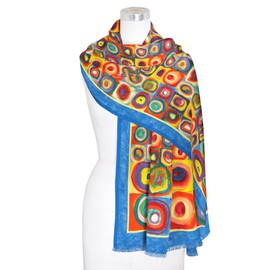 RainCaper Silk Blend Shawl Wraps For Women, Kandinsky Circles