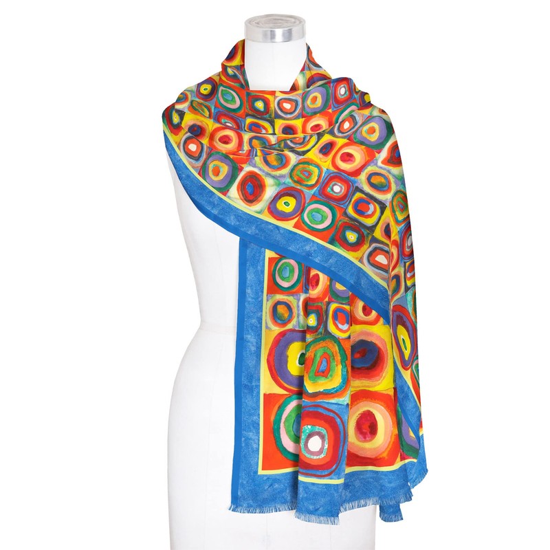 RainCaper Silk Blend Shawl Wraps For Women, Kandinsky Circles