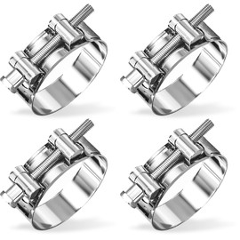 Jyvex Pack of 4 Joint Bolt Clamps Stainless Steel 304 for Pipes 52-55 mm, Hose Clamps Pool Stainless Steel Clamping Jaw Clamp Universal for Exhaust Pipe, Exhaust Clamp Joint Bolt Clamps for Clamps