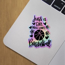 Holographic Decal Stickers of Girl Who Loves Basketball Premium Waterproof Vinyl Decal Stickers for Laptop Phone Accessory Helmet Car Window Mug Tuber Cup Door Wall Decoration ANDVER3g8943bHO