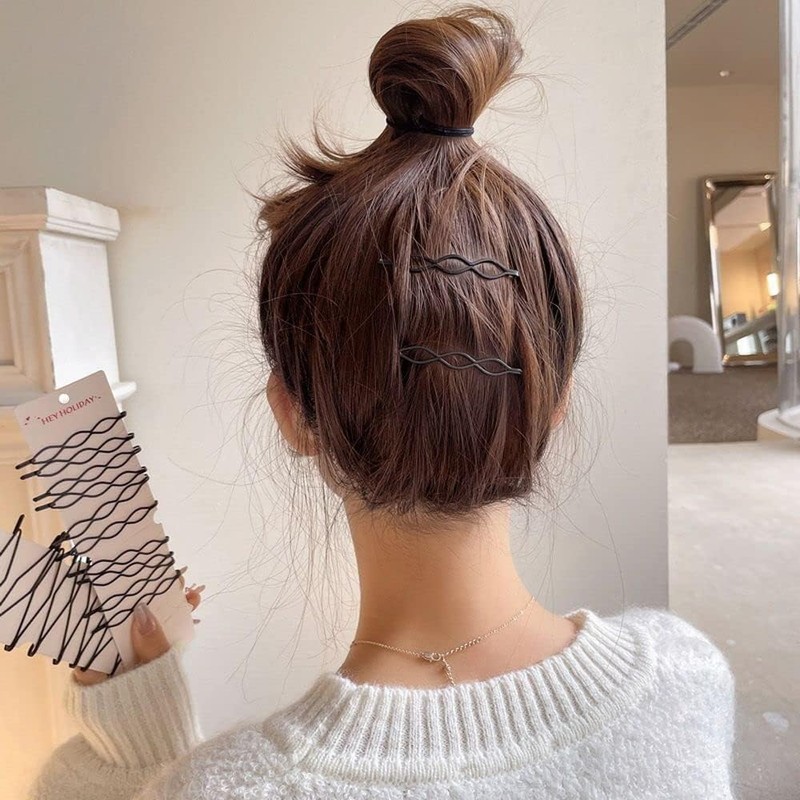 12Pcs Black Hair Bobby Pins, Mini Invisible Bangs Clips, Fashion