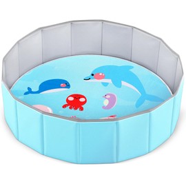 Layhit Kids Ball Pit with Play Mat Foldable Play Ball Pool Reusable Baby Play Yard Portable Playpen Ball Pool Combination Activity Play Fence for Baby Toddlers, Balls Not Included