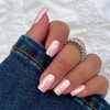 Coconut Pink Chrome Square Press on Nails Short Medium,SXVME Metallic