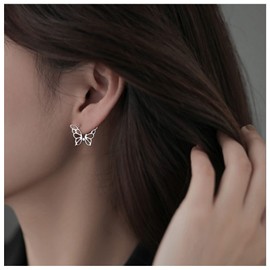 Cimenexe Bohemian Hollow Butterfly Earrings Silver Hollow Butterfly Earrings Tiny Butterfly Stud Earrings Butterfly Charm Earrings Jewelry for Women and Girls Gifts
