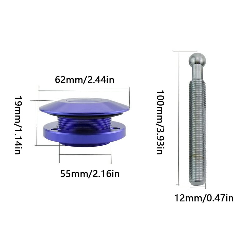 Riloer Aluminum 2.44 inches Diameter Universal Quick Latch Hood Pins,