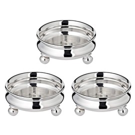 EDZARD Set of 3 Santa Bowls (Diameter 8 cm, Height 4 cm) Heavy Silver-Plated with Feet – Original Serving Bowl, Decorative Bowl, Fruit Bowl, Serving Bowl, Round Bowl – Partner Gifts for Both