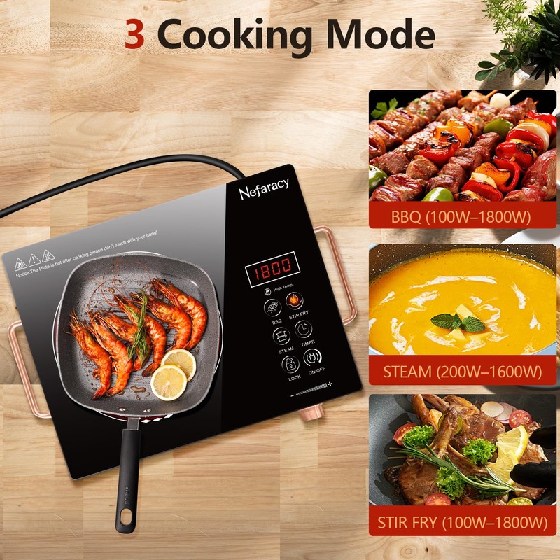 Single Burner Electric Cooktop 110V, Nefaracy Portable Electrical Stove 1800W