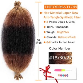 RENJOING Afro Twist Hair Afro Twist Braiding Hair Pre-Separated Springy Afro Twist Hair (1B/30/27#, 30 Inch (Pack of 2))