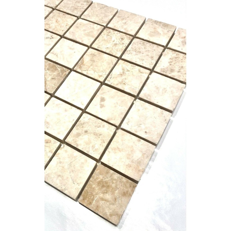 2x2 Cappuccino Marble Brushed Straight Edge Mosaic Tile (6" Swatch
