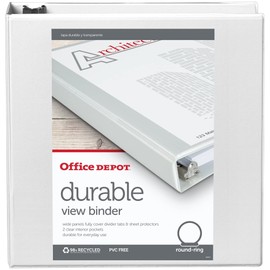Office Depot Nonstick Round-Ring View Binder, 2in. Rings, 100% Recycled, White, OD02962