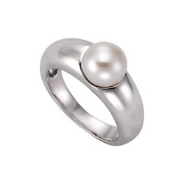 Zeeme Pearls Damen Ring 925/- Sterling Silber Rhodiniert Muschelkernperle weiß 273270989