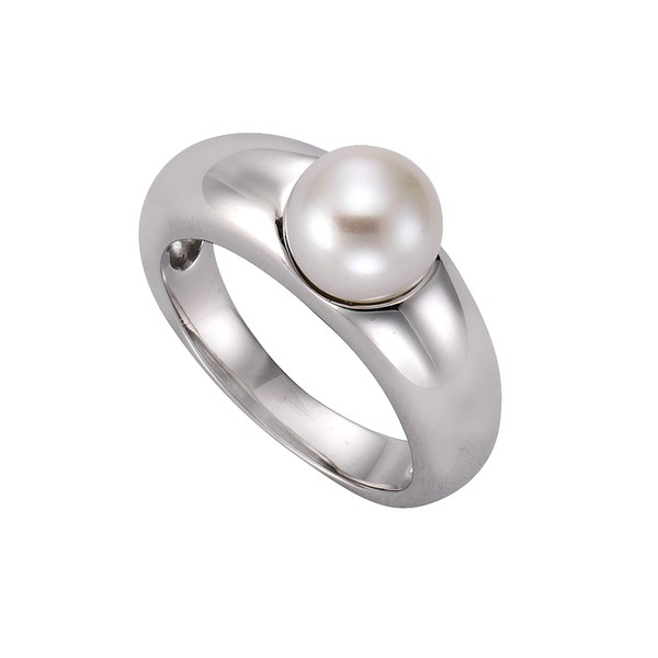 Zeeme Pearls Damen Ring 925/- Sterling Silber Rhodiniert Muschelkernperle weiß
