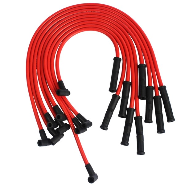 JDMSPEED New HEI Spark Plug Wires Set 90 to Straight Compatible with SBC BBC 350 383 400 454 V8 10.5mm