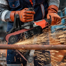 Pipe Tube Polisher Sander, 110V 800W Pipe Belt Sander, 6-Speed Adjustable 500-10000RPM, Handheld Grinder with 50 Pcs Sanding Belts for Finishing, Polishing, Rust Removal