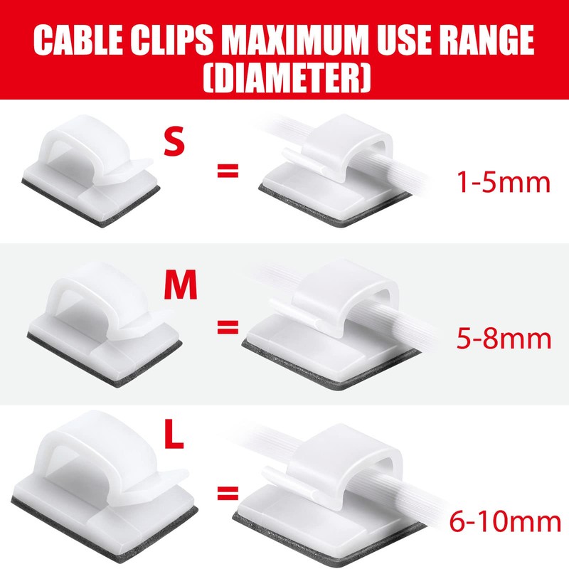 Blulu 100 Pcs Adhesive Cable Clips Bulk Wire Holder for