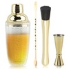 Gold Cocktail Shaker Set with Measuring Jigger, Mixing Spoon &
