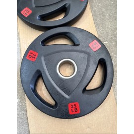 25 LB Grip Style Olympic Rubber Weight Plates - Pair (50lbs Total) 2” Hole NEW