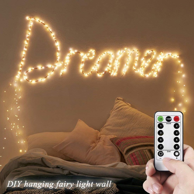 Mintlemon Fairy Lights 33ft 100 LEDs, 8 Lighting Modes Dimmable