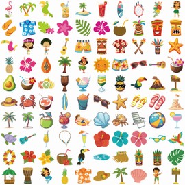 100 PCS Summer Stickers for Kids Summer Party Favors Shell Stickers Pool Party Decorations Summer Gifts Summer Themed Stickers Beach Sticker Waterproof Stickers
