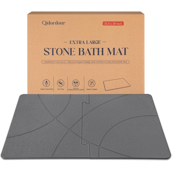 Qidordour Large 32"x 20" Stone Bath Mat Diatomaceous Earth Shower