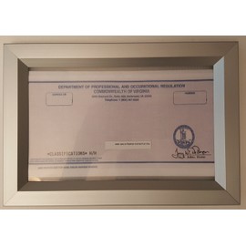 License Permit Frame 8.5x5.5 VA (Heavy Duty - Aluminum)