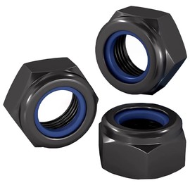 1/4-20 Lock Nut, Nylon Insert Hex Locknuts Locking Hex Nuts, Black e-Coating Stainless Steel, 100-Pack
