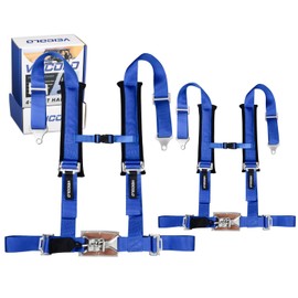 VEICOLO 4 Point Harness Heavy Duty Buckle Upgraded 2 Inch Blue Straps Compatible with Polaris Can Am All UTVs with Ventilated Memory Foam Padding 2 Pack