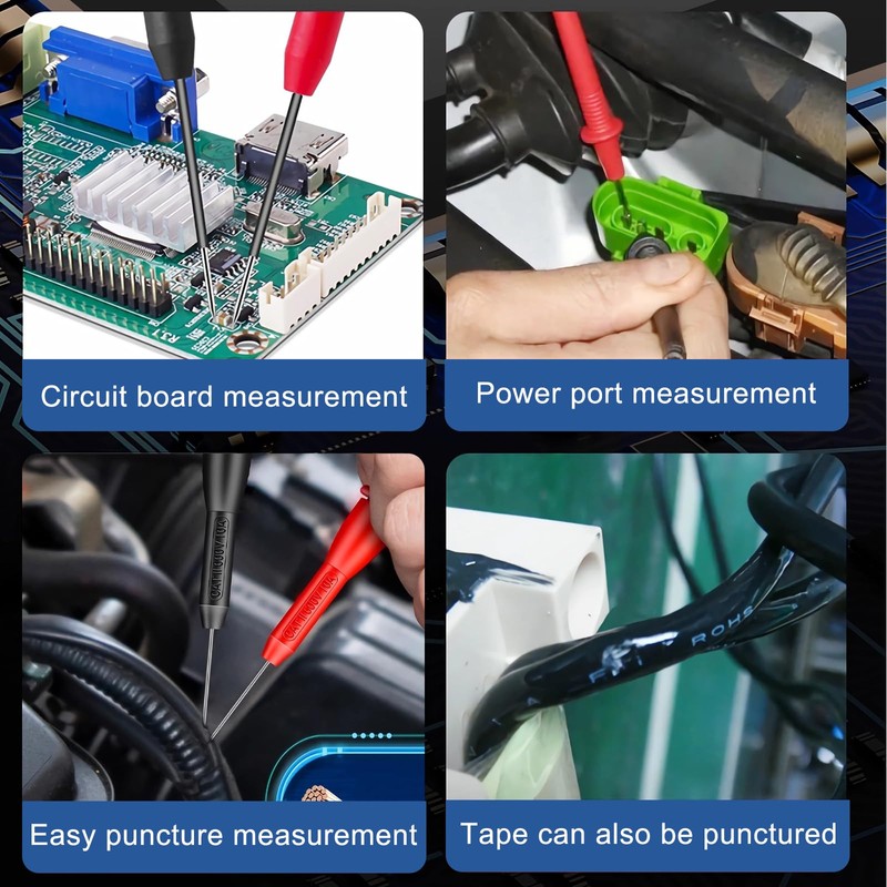 2 Pack 2mm Extended Needle Test Probes, 600V/10A CAT II