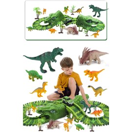 6Pcs Dinosaur Toy for Kids Mini Dinosaur Toys Miniature Figures Dinosaur Playset with Tyrannosaurus Stegosaurus (Dinosaur Race Tracks Toys)