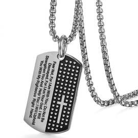 OIDEA Necklace with Jesus Dog Tag Cross Pendant: Dog Tag Prayer Bible Cross Pendant Stainless Steel for Men Women Jesus Vintage Crucifix with Chain Wheat Chain Gold/Black/Silver, Stainless Steel