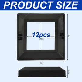 JarThenaAMCS 12Pcs PVC Post Skirt 3.5 x 3.5 Inch Black Post Base Cover Split Style PVC Fence Post Sleeve Reusable Column Wraps Post Trim for Porch Fence Deck Stairs Rails