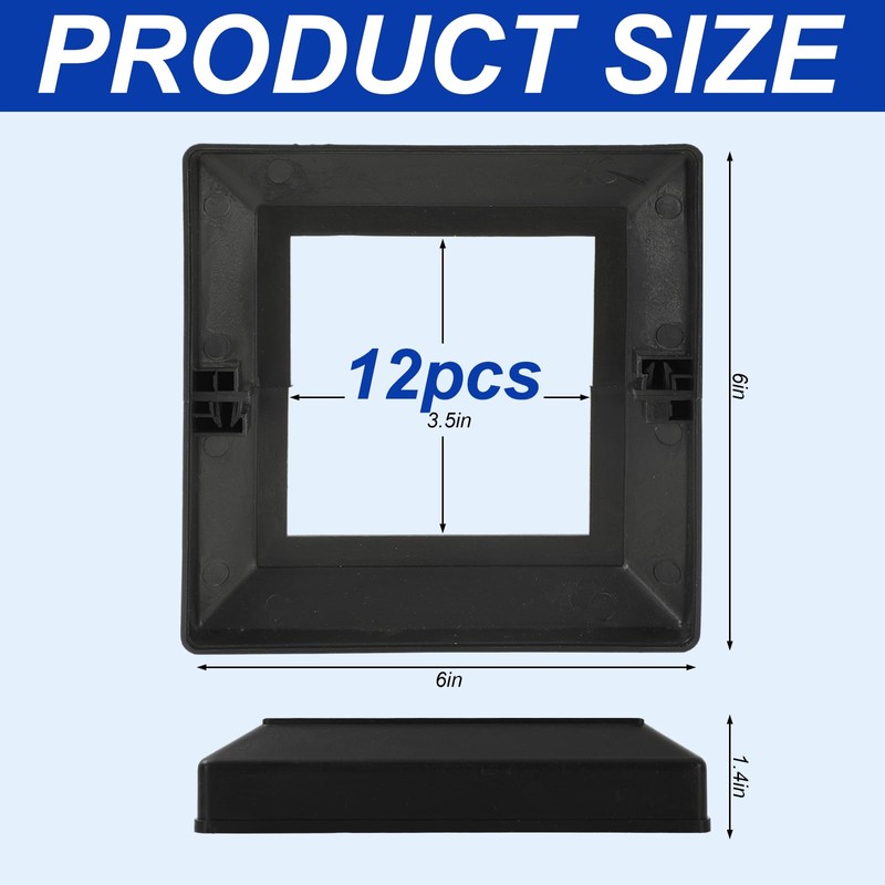 JarThenaAMCS 12Pcs PVC Post Skirt 3.5 x 3.5 Inch Black