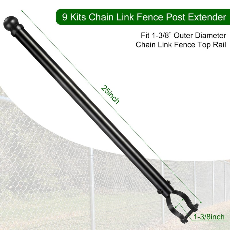 Hicarer 9 Pcs 1-3/8" Chain Link Fence Post Extender 25