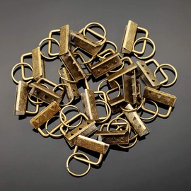 SPEEDWOX 20 Sets 1.25 Inch Key Chain Fob Hardware with Split Rings and Key Fob Pliers Kit Glass Breaking Pliers Tool for Webbing Fabric Strapping Wristlet Antique Brass Key Fob