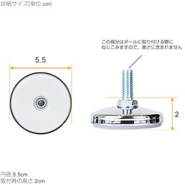 Doushisya Luminous Rack, Steel Rack, Foot Parts, Circular Adjuster, 1 Piece, Diameter: 2.2 inches (5.5 cm), Wide for Stability, Fall Prevention, Resin Material to Protect Floor (Polypropylene