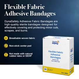 Dynarex Sterile Adhesive Fabric Bandages – 0.75" x 4.68" Flexible Wound Dressing for Minor Cuts, Breathable Material, Secure Fit with Non-Stick Pad, Case of 24 Boxes, 40 per Box