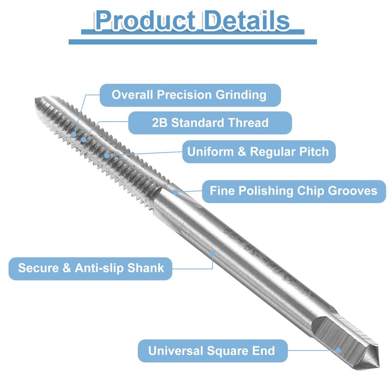 sourcing map 10pcs Straight Flute Thread Tap, 10-32 UNF Screw